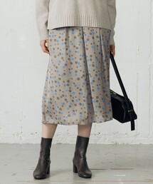 マルチポルカドットプリント スカート