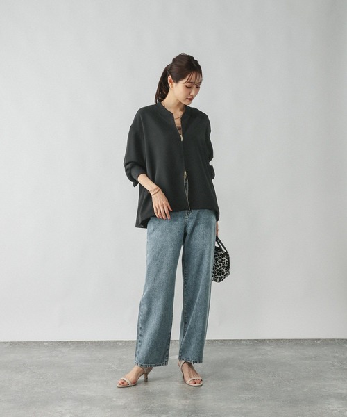 GLOBAL WORK(グローバルワーク)の「WクロスZIPブルゾン/576803(ブルゾン・レディース・ブラック/モカ・MEDIUM/LARGE)」の4枚目の写真