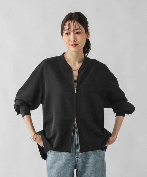 GLOBAL WORK(グローバルワーク)の「WクロスZIPブルゾン/576803(ブルゾン・レディース・ブラック/モカ・MEDIUM/LARGE)」の6枚目の写真