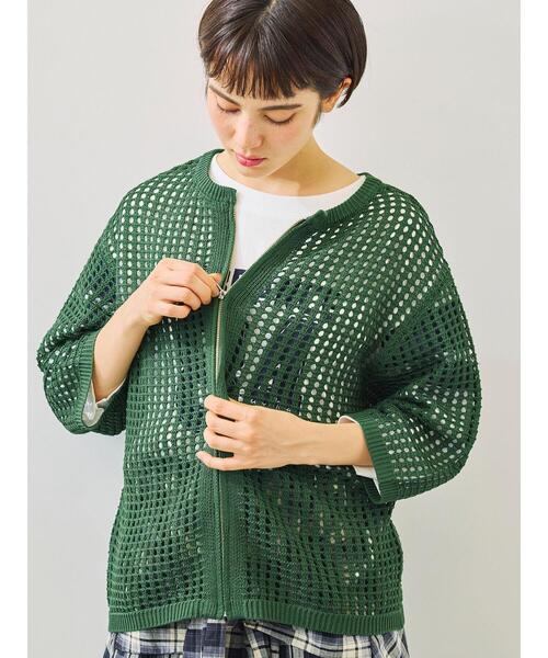 SM2（エスエムツー）の「メッシュ編みZIPカーディガン（カーディガン/ボレロ・レディース・グリーン/ブラック/クリーム・F）」の5枚目の写真