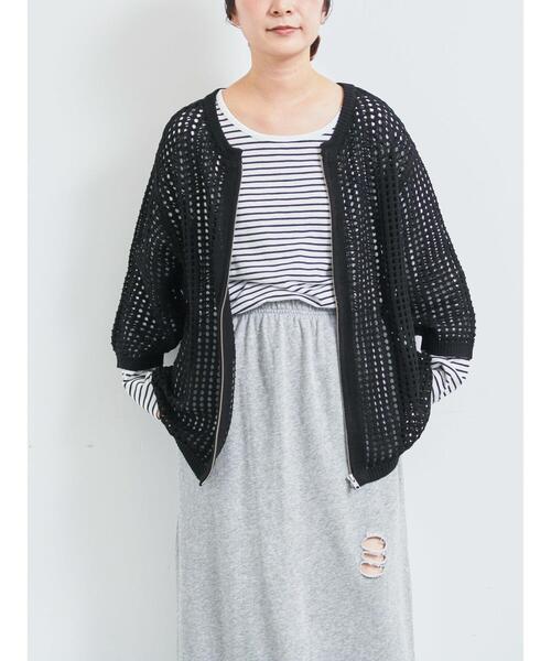 SM2（エスエムツー）の「メッシュ編みZIPカーディガン（カーディガン/ボレロ・レディース・グリーン/ブラック/クリーム・F）」の18枚目の写真