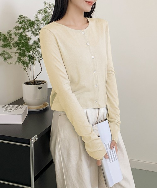 LOWO（ロワ）の「ニット アンサンブル カーディガン インナー キャミソール 2点セット（ニット/セーター・レディース・アイボリー/グリーン系その他/ブルー/チャコールグレー/ライトグレー・FREE）」の17枚目の写真
