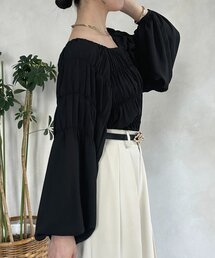 Thevon | ボリュームスリーブシャーリングワンショルブラウス(シャツ/ブラウス)