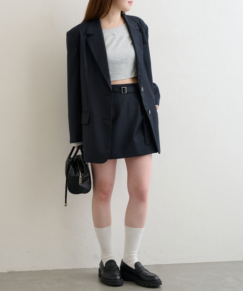 U by SPICK&SPAN(ユーバイスピックアンドスパン)の「オーバーミドルジャケット(テーラードジャケット・レディース・グレー/ネイビー・36/38)」の5枚目の写真