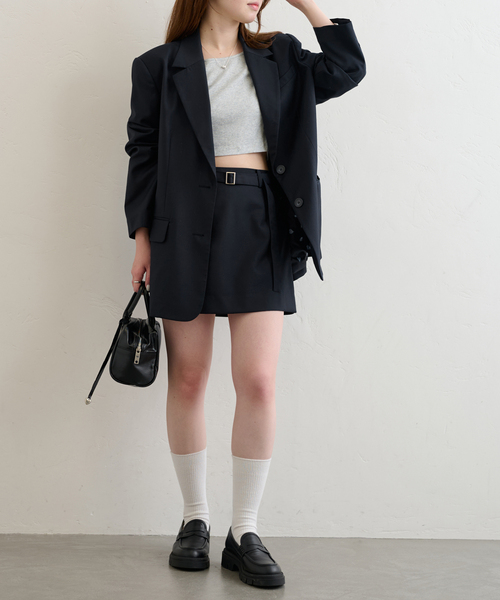 U by SPICK&SPAN(ユーバイスピックアンドスパン)の「オーバーミドルジャケット(テーラードジャケット・レディース・グレー/ネイビー・36/38)」の7枚目の写真