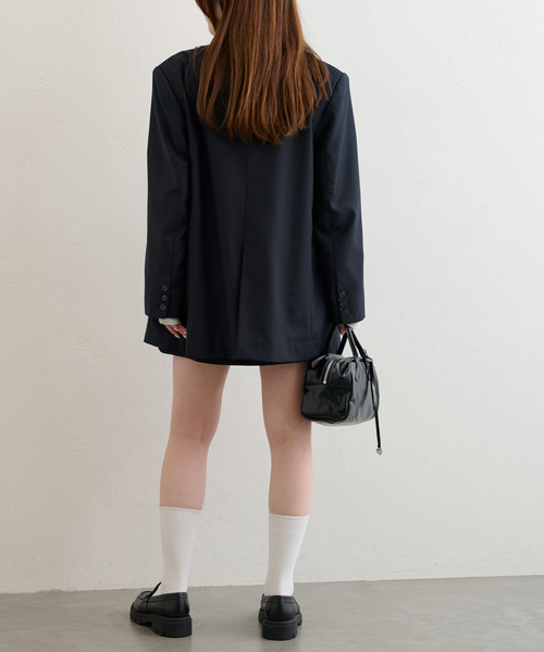 U by SPICK&SPAN(ユーバイスピックアンドスパン)の「オーバーミドルジャケット(テーラードジャケット・レディース・グレー/ネイビー・36/38)」の9枚目の写真