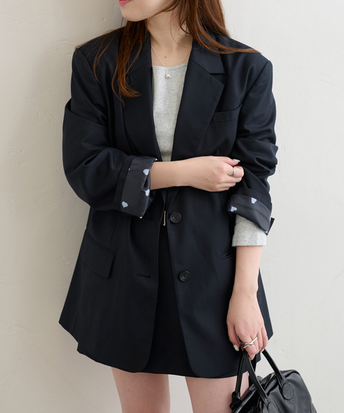 U by SPICK&SPAN(ユーバイスピックアンドスパン)の「オーバーミドルジャケット(テーラードジャケット・レディース・グレー/ネイビー・36/38)」の10枚目の写真