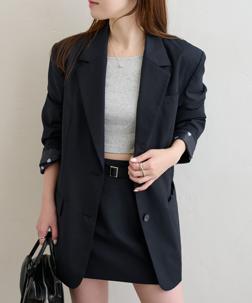 U by SPICK&SPAN(ユーバイスピックアンドスパン)の「オーバーミドルジャケット(テーラードジャケット・レディース・グレー/ネイビー・36/38)」の11枚目の写真