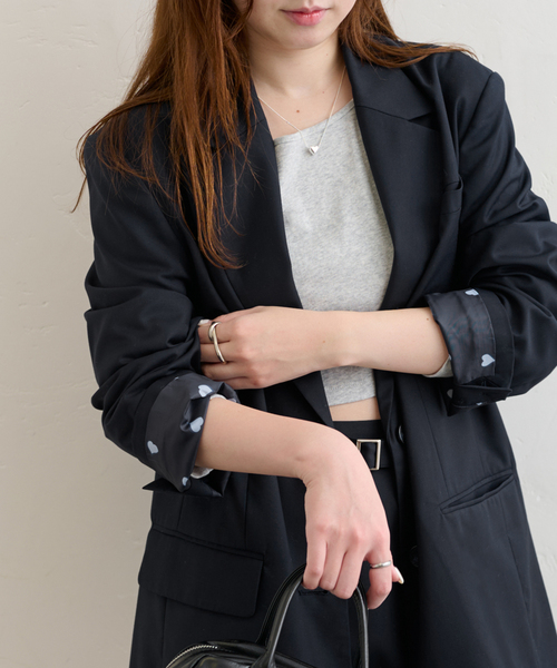 U by SPICK&SPAN(ユーバイスピックアンドスパン)の「オーバーミドルジャケット(テーラードジャケット・レディース・グレー/ネイビー・36/38)」の12枚目の写真