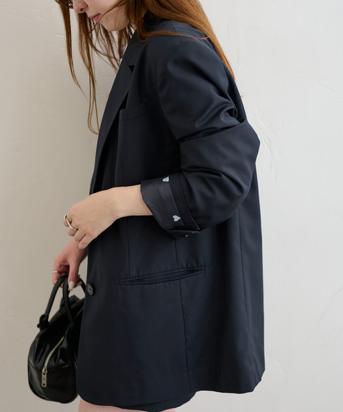 U by SPICK&SPAN(ユーバイスピックアンドスパン)の「オーバーミドルジャケット(テーラードジャケット・レディース・グレー/ネイビー・36/38)」の13枚目の写真