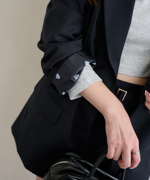 U by SPICK&SPAN(ユーバイスピックアンドスパン)の「オーバーミドルジャケット(テーラードジャケット・レディース・グレー/ネイビー・36/38)」の14枚目の写真