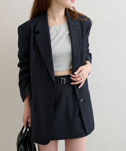 U by SPICK&SPAN(ユーバイスピックアンドスパン)の「オーバーミドルジャケット(テーラードジャケット・レディース・グレー/ネイビー・36/38)」の15枚目の写真