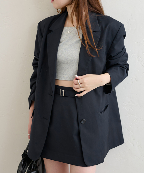 U by SPICK&SPAN(ユーバイスピックアンドスパン)の「オーバーミドルジャケット(テーラードジャケット・レディース・グレー/ネイビー・36/38)」の16枚目の写真