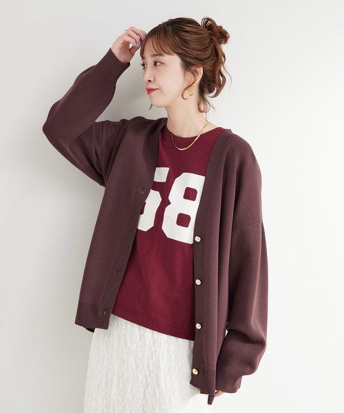 B.C STOCK(ベーセーストック)の「手洗い可 / スムースニットカーディガン(カーディガン/ボレロ・レディース・ライトブルー/ブラック/ブラウン・FREE)」の3枚目の写真