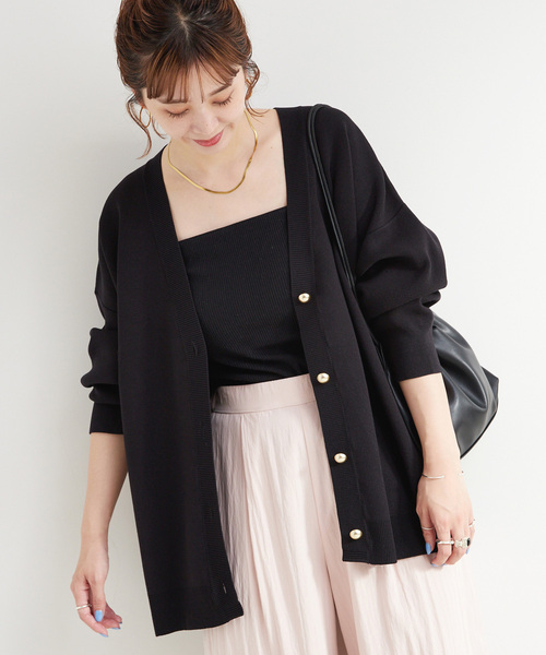 B.C STOCK(ベーセーストック)の「手洗い可 / スムースニットカーディガン(カーディガン/ボレロ・レディース・ライトブルー/ブラック/ブラウン・FREE)」の2枚目の写真