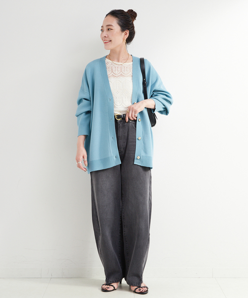 B.C STOCK(ベーセーストック)の「手洗い可 / スムースニットカーディガン(カーディガン/ボレロ・レディース・ライトブルー/ブラック/ブラウン・FREE)」の21枚目の写真