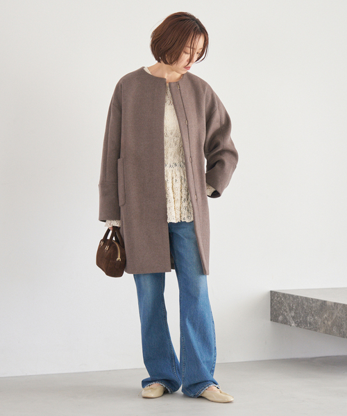 セール】Super140 フォルムコート（ノーカラーコート）｜IENA（イエナ