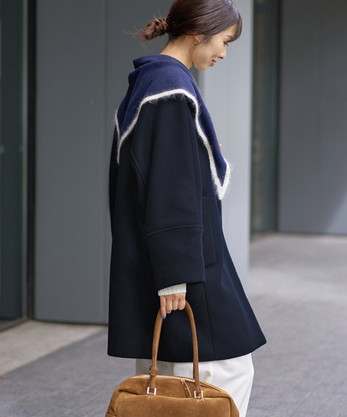 IENA（イエナ）の「Super140 フォルムコート（ノーカラーコート・レディース・ベージュ/ブラウン/ネイビー/ブルー系その他・34/36/38）」の9枚目の写真