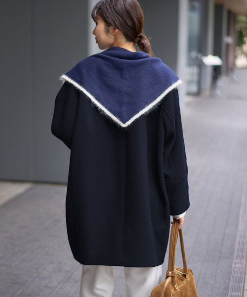 IENA（イエナ）の「Super140 フォルムコート（ノーカラーコート・レディース・ベージュ/ブラウン/ネイビー/ブルー系その他・34/36/38）」の10枚目の写真