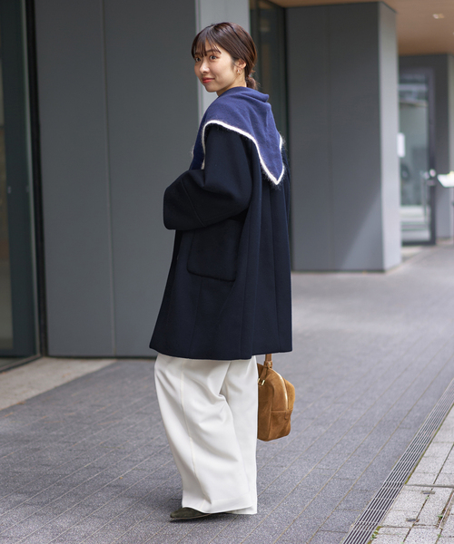 IENA（イエナ）の「Super140 フォルムコート（ノーカラーコート・レディース・ベージュ/ブラウン/ネイビー/ブルー系その他・34/36/38）」の11枚目の写真