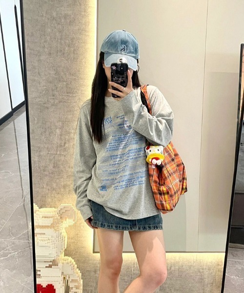 shyam inspiration(シャムインスピレーション)の「人気につき再登場!/レタープリント カジュアル長袖Tシャツ / ロンT(Tシャツ/カットソー・レディース・グレー・L/M)」の5枚目の写真