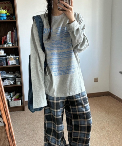 shyam inspiration(シャムインスピレーション)の「人気につき再登場!/レタープリント カジュアル長袖Tシャツ / ロンT(Tシャツ/カットソー・レディース・グレー・L/M)」の8枚目の写真