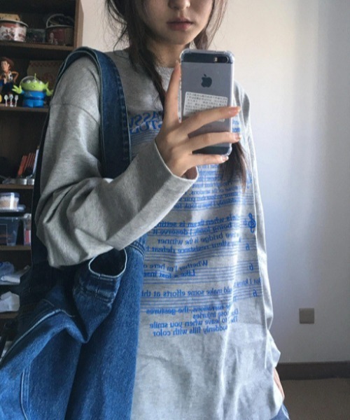 shyam inspiration(シャムインスピレーション)の「人気につき再登場!/レタープリント カジュアル長袖Tシャツ / ロンT(Tシャツ/カットソー・レディース・グレー・L/M)」の10枚目の写真