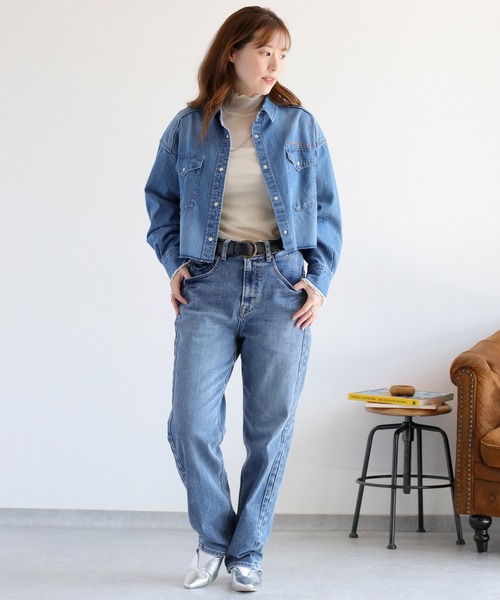 cepo(セポ)の「〈セットアップ対応〉ロゴ刺繍ショートデニムシャツ(シャツ/ブラウス・レディース・ブルー系2/ブルー系3・M)」の7枚目の写真