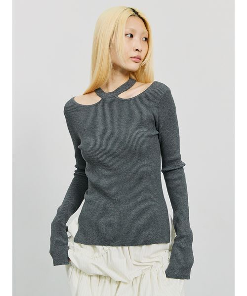 Back Open Rib Top/バックオープンリブトップ（ニット/セーター