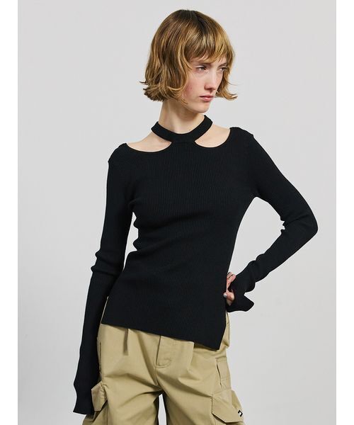SORIN(ソリン )の「Back Open Rib Top/バックオープンリブトップ(ニット/セーター・レディース・ダークグレー/ブラック/ワインレッド・38)」の2枚目の写真
