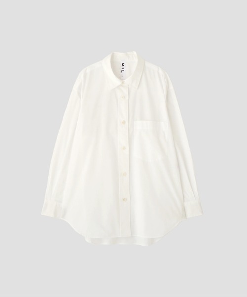 MHL.（エムエイチエル）の「GARMENT DYE COTTON SHIRTING（シャツ/ブラウス・レディース・ネイビー/ホワイト・2/1）」の4枚目の写真