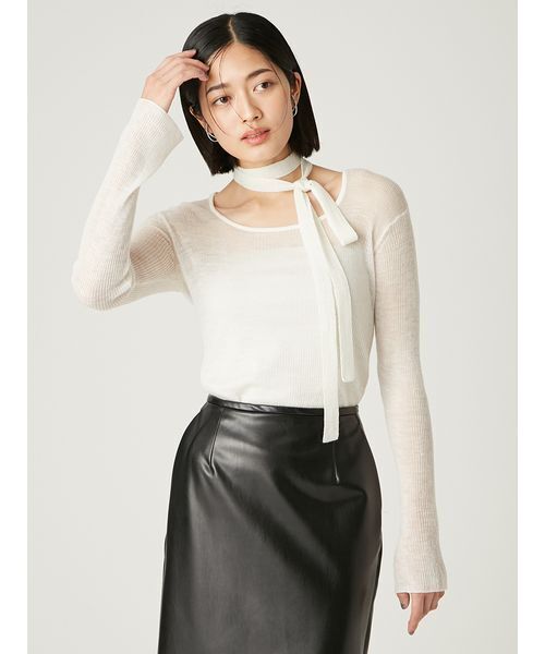 送料無料【新品未使用】FRAY I.D ロングタイシアーニットプルオーバー 黒 セール】ロングタイ2wayシアーニットプルオーバー（ニット/セーター