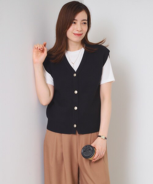 ITS'DEMO（イッツデモ）の「【手洗い可】Vネックニットジレ（ニット/セーター・レディース・アイボリー/チャコールグレー/ブラック・00）」の3枚目の写真