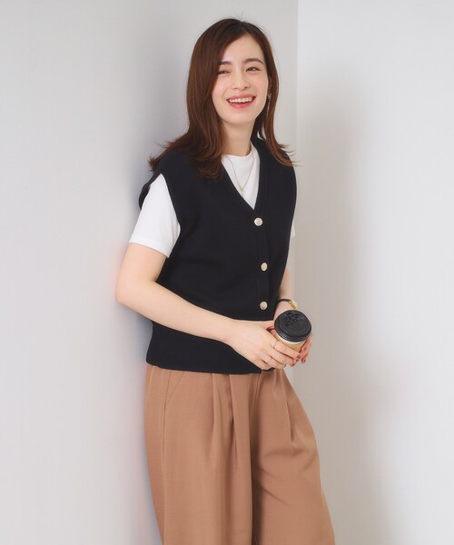 ITS'DEMO（イッツデモ）の「【手洗い可】Vネックニットジレ（ニット/セーター・レディース・アイボリー/チャコールグレー/ブラック・00）」の15枚目の写真