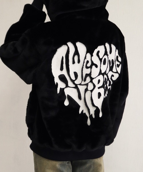 セール】クロス ハート 刺繍 ファーパーカー オーバーサイズ（パーカー