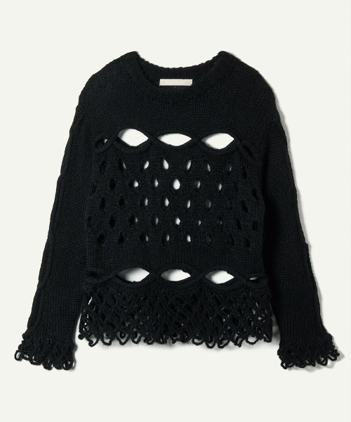 leinwande（ラインヴァンド）の「Cable&Dot Mohair Sweater（ニット/セーター・レディース・ホワイト/ブラック/グレー/ブルー・ONE SIZE）」の3枚目の写真