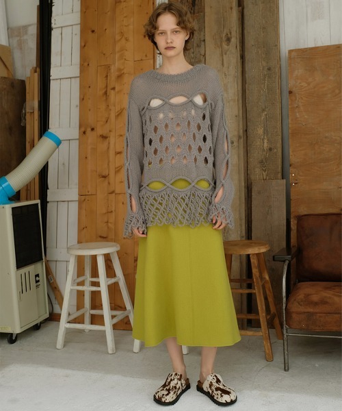 leinwande（ラインヴァンド）の「Cable&Dot Mohair Sweater（ニット/セーター・レディース・ホワイト/ブラック/グレー/ブルー・ONE SIZE）」の13枚目の写真