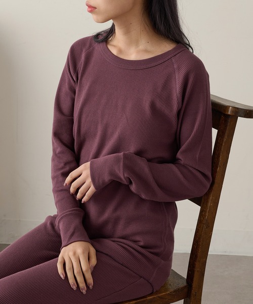 HANES(ヘインズ)の「【Hanes】ワッフルクルーネック セットアップ対応 HW4-C501(Tシャツ/カットソー・レディース・グレー/ホワイト/レッド・FREE)」の2枚目の写真