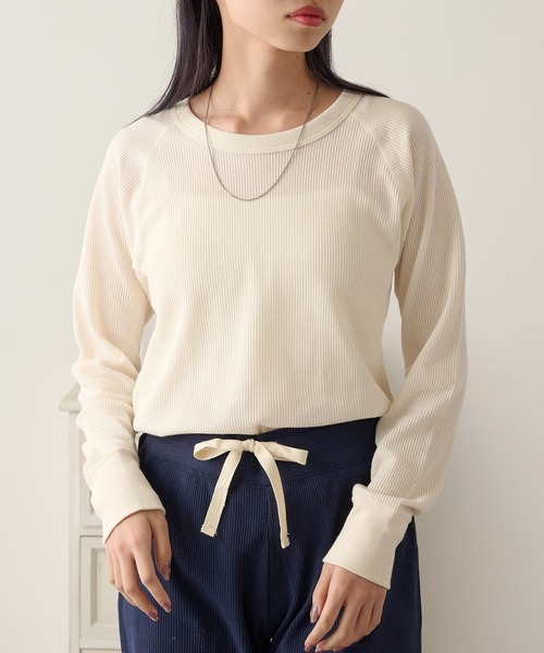 HANES(ヘインズ)の「【Hanes】ワッフルクルーネック セットアップ対応 HW4-C501(Tシャツ/カットソー・レディース・グレー/ホワイト/レッド・FREE)」の6枚目の写真