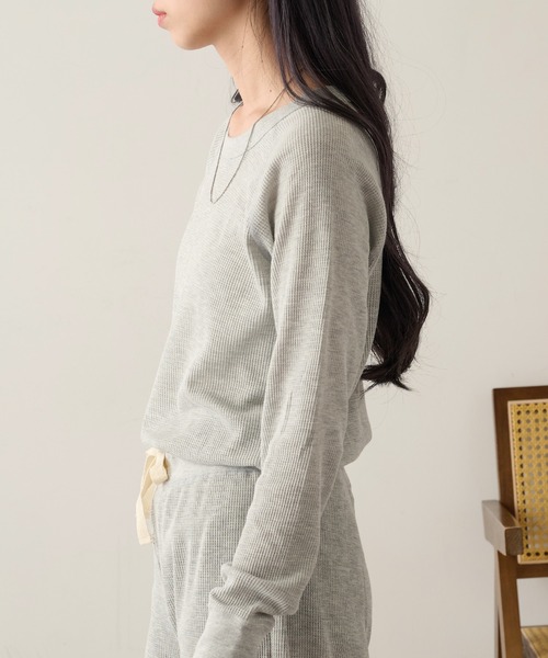 HANES(ヘインズ)の「【Hanes】ワッフルクルーネック セットアップ対応 HW4-C501(Tシャツ/カットソー・レディース・グレー/ホワイト/レッド・FREE)」の12枚目の写真