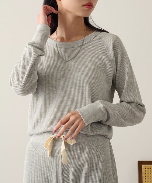 HANES(ヘインズ)の「【Hanes】ワッフルクルーネック セットアップ対応 HW4-C501(Tシャツ/カットソー・レディース・グレー/ホワイト/レッド・FREE)」の9枚目の写真