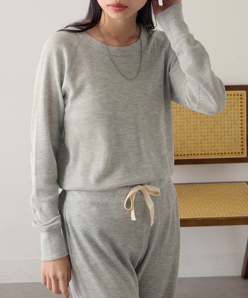 HANES(ヘインズ)の「【Hanes】ワッフルクルーネック セットアップ対応 HW4-C501(Tシャツ/カットソー・レディース・グレー/ホワイト/レッド・FREE)」の10枚目の写真