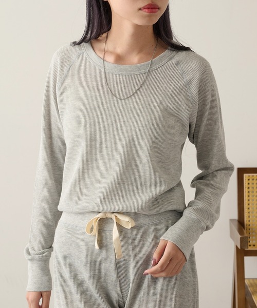 HANES(ヘインズ)の「【Hanes】ワッフルクルーネック セットアップ対応 HW4-C501(Tシャツ/カットソー・レディース・グレー/ホワイト/レッド・FREE)」の11枚目の写真