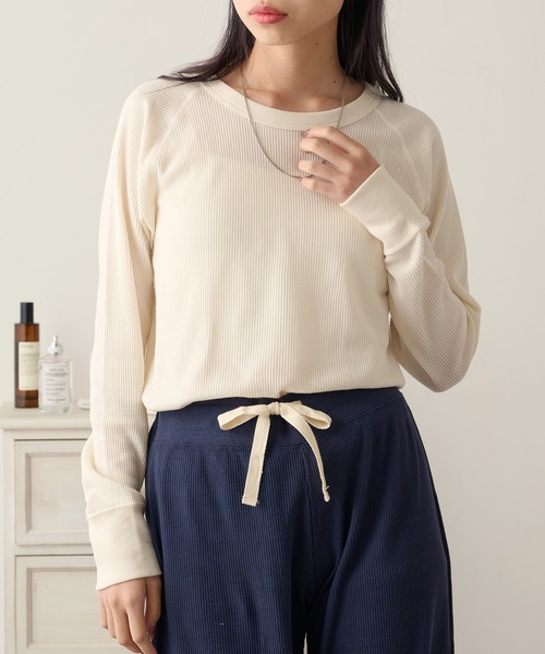 HANES(ヘインズ)の「【Hanes】ワッフルクルーネック セットアップ対応 HW4-C501(Tシャツ/カットソー・レディース・グレー/ホワイト/レッド・FREE)」の5枚目の写真