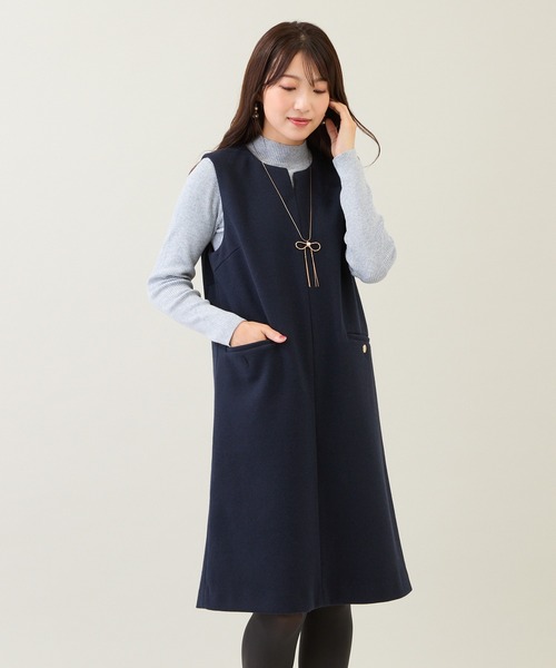 セール】【Set】リブニット×ソフトエアニードルジャンスカ（ジャンパー