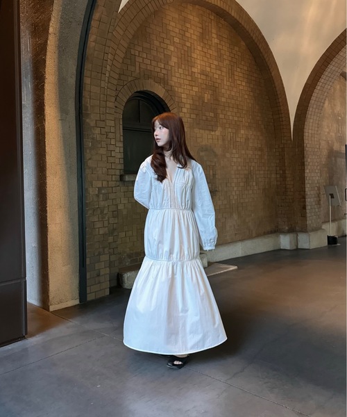 I_am（アイアム）の「v neck lace tiered dress / ブイネックレースティアードドレス（ワンピース・レディース・ブラック/ホワイト・FREE）」の11枚目の写真