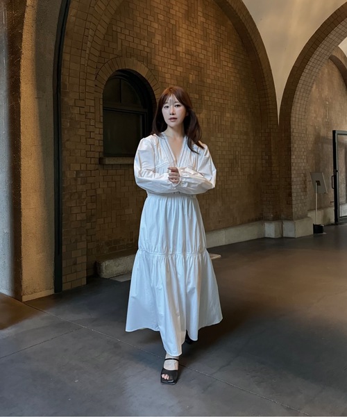 I_am（アイアム）の「v neck lace tiered dress / ブイネックレースティアードドレス（ワンピース・レディース・ブラック/ホワイト・FREE）」の13枚目の写真