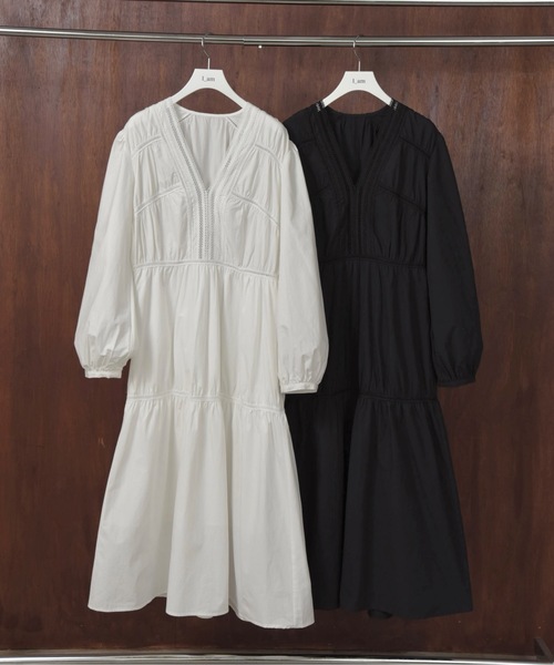 I_am（アイアム）の「v neck lace tiered dress / ブイネックレースティアードドレス（ワンピース・レディース・ブラック/ホワイト・FREE）」の7枚目の写真