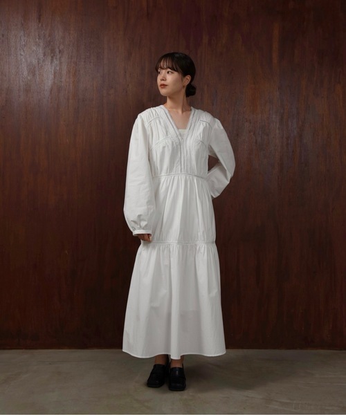 I_am（アイアム）の「v neck lace tiered dress / ブイネックレースティアードドレス（ワンピース・レディース・ブラック/ホワイト・FREE）」の16枚目の写真