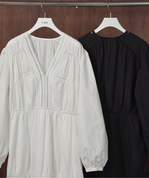 I_am（アイアム）の「v neck lace tiered dress / ブイネックレースティアードドレス（ワンピース・レディース・ブラック/ホワイト・FREE）」の20枚目の写真